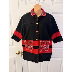 KAR-A-VAN Womens Bohemiam Beaded Wool Blend Coat Jacket M